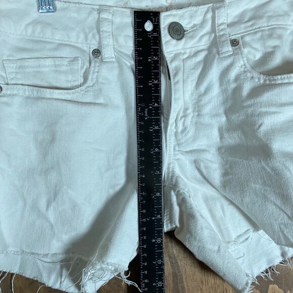 American Eagle Womens Shorts White Fringe Cut Off Low Rise Shortie Stretch 8 - Picture 7 of 11